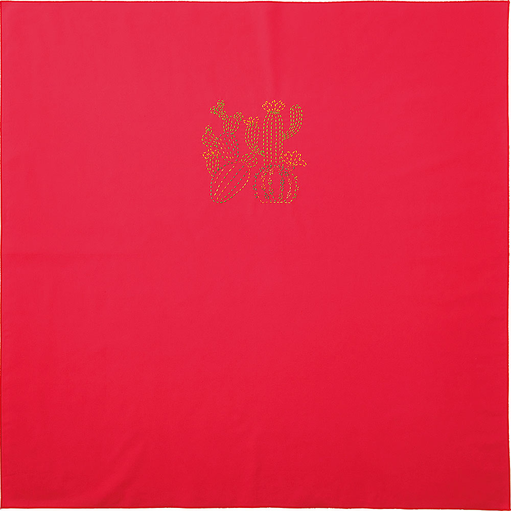 縫製済み刺し子の風呂敷 サボテン