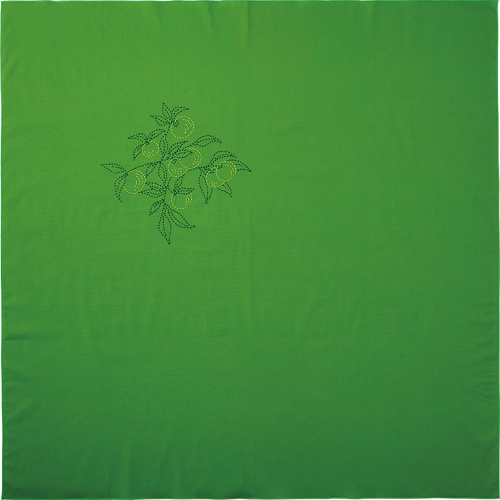 縫製済み刺し子の風呂敷 柚子