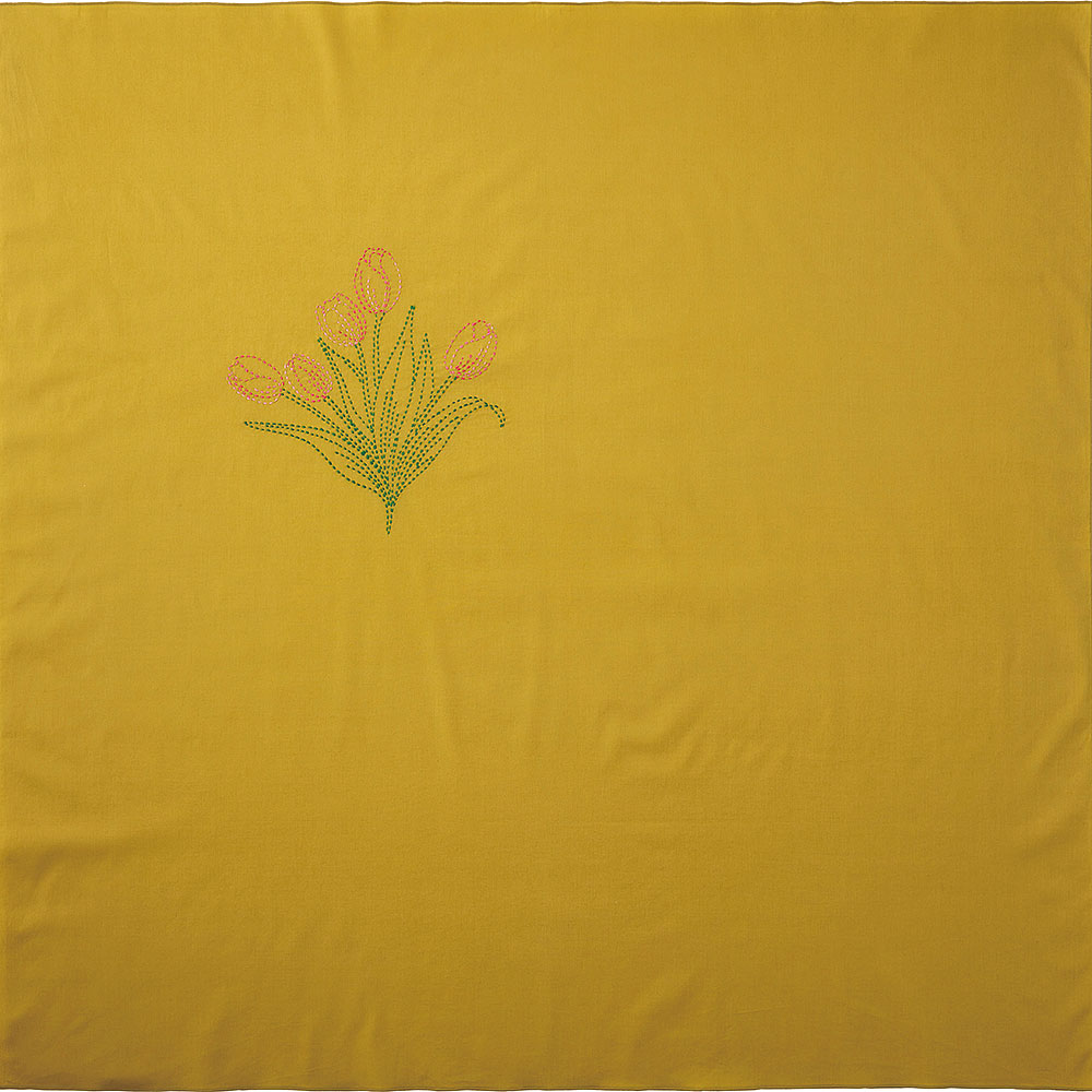 縫製済み刺し子の風呂敷 チューリップ