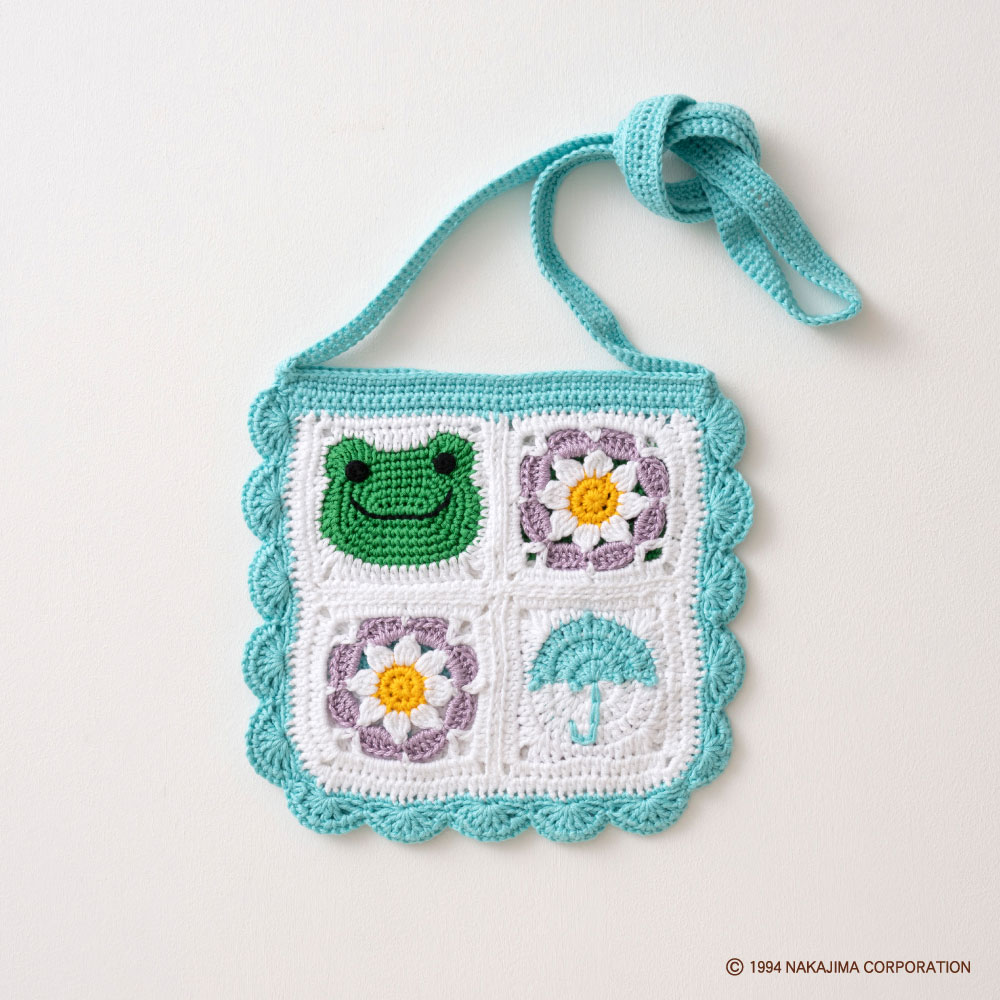 かえるのピクルス モチーフ編みキット No.5 わかば×かさ