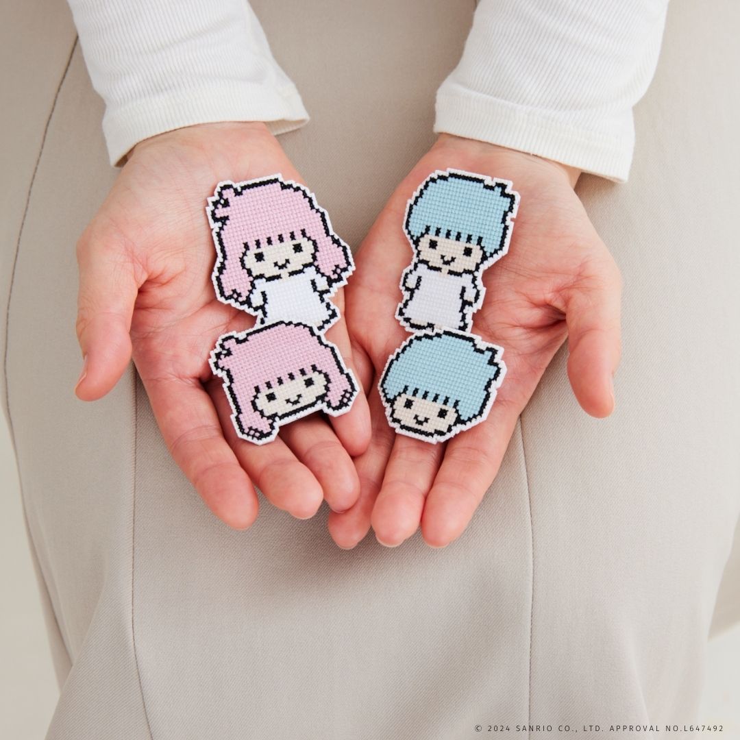サンリオキャラクターズ クロスステッチのドット絵ブローチキット リトルツインスターズ
