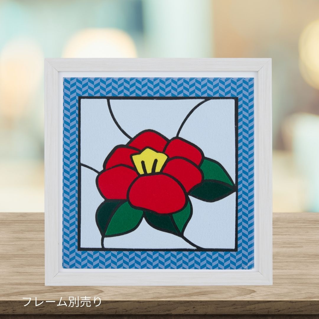 フェルトの貼り絵パズル つばき
