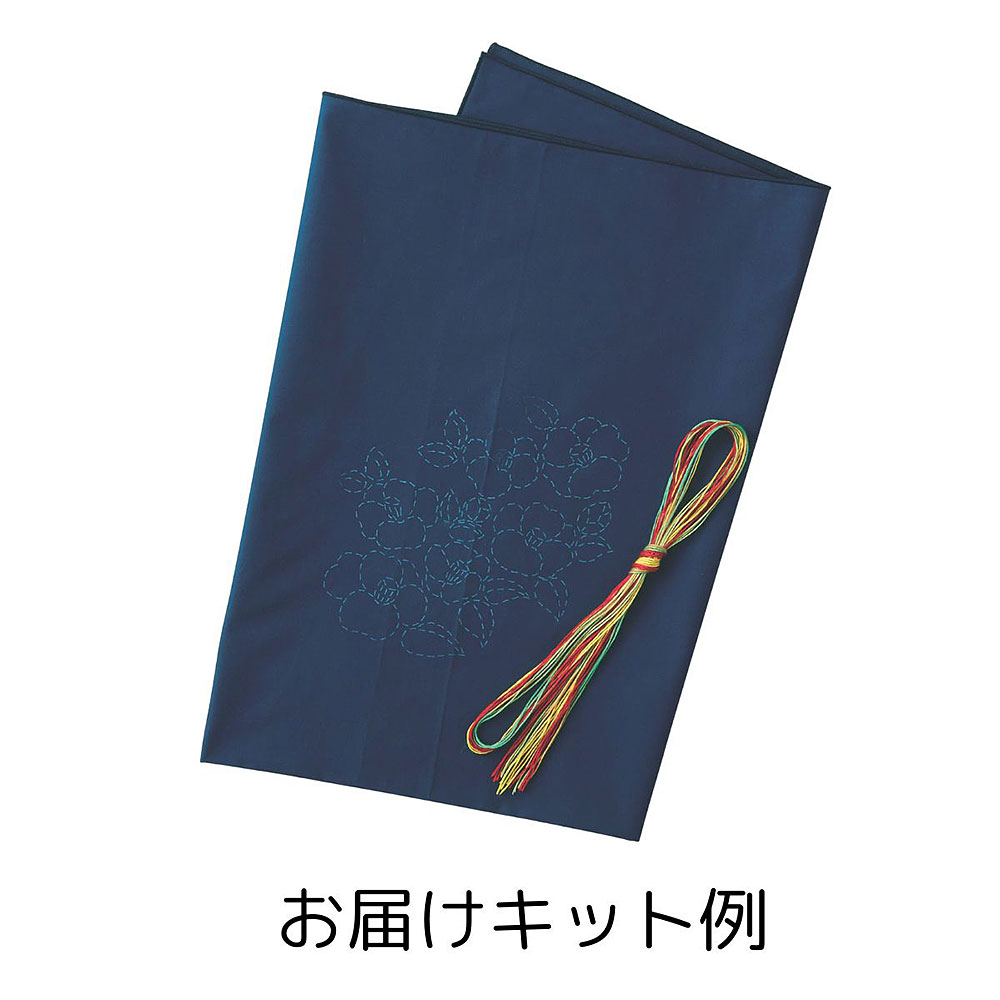 縫製済み刺し子の風呂敷 桔梗