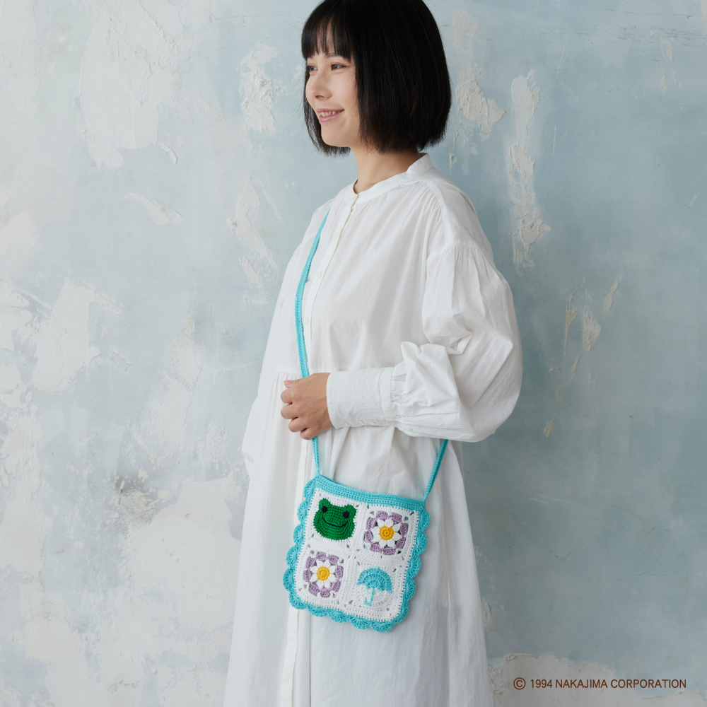 かえるのピクルス モチーフ編みキット No.5 わかば×かさ