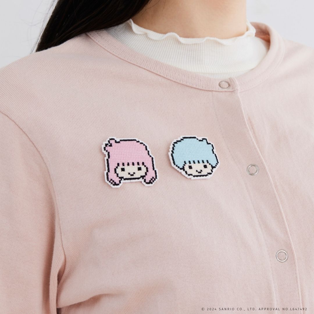 サンリオキャラクターズ クロスステッチのドット絵ブローチキット リトルツインスターズ