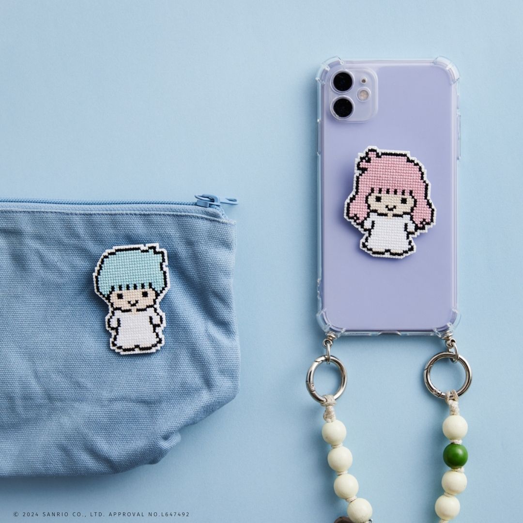 サンリオキャラクターズ クロスステッチのドット絵ブローチキット リトルツインスターズ