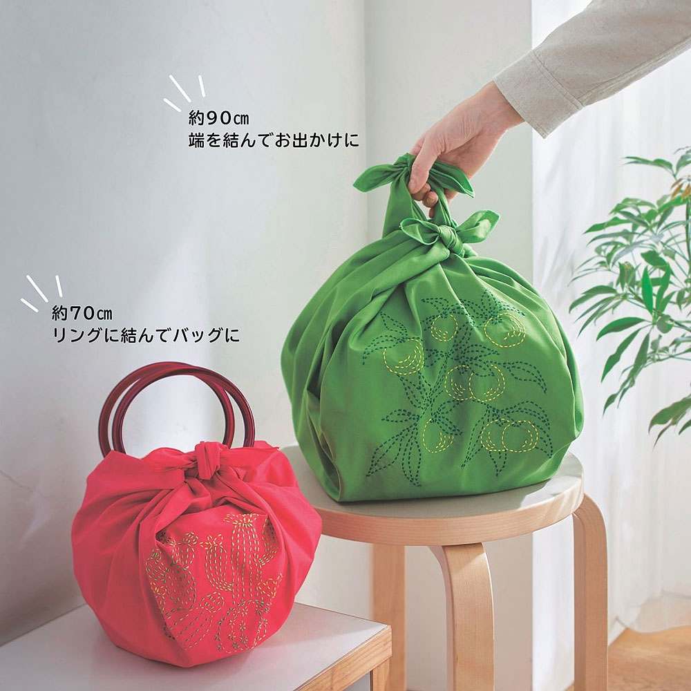 縫製済み刺し子の風呂敷 チューリップ