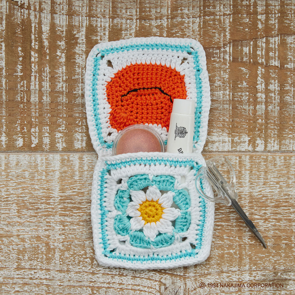 かえるのピクルス モチーフ編みキット No.2 だいだい×クローバー