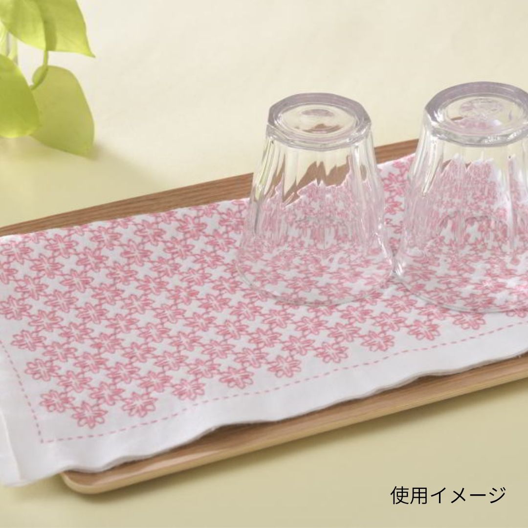 一目刺しの花ふきん 折り紙(小鳥)