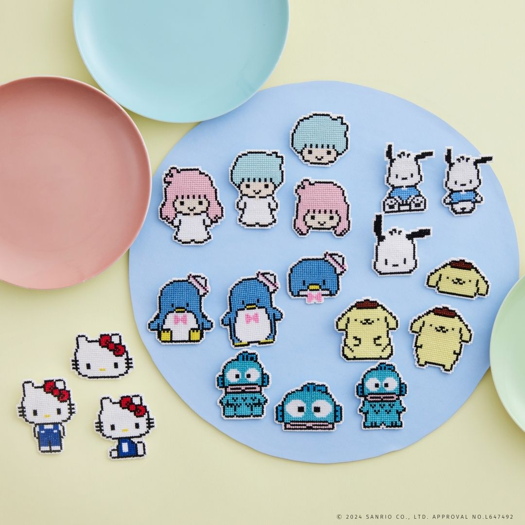 サンリオキャラクターズ クロスステッチのドット絵ブローチキット リトルツインスターズ