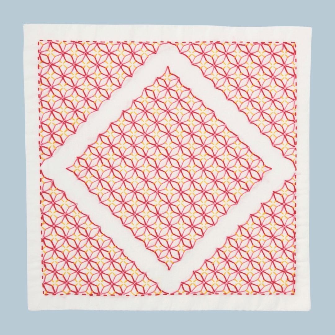 華やぎ刺し子の花ふきん 変わり紫陽花(8)