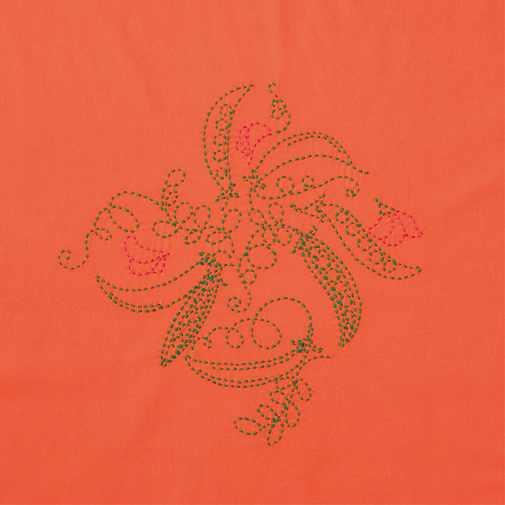 縫製済み刺し子の風呂敷 エンドウ豆