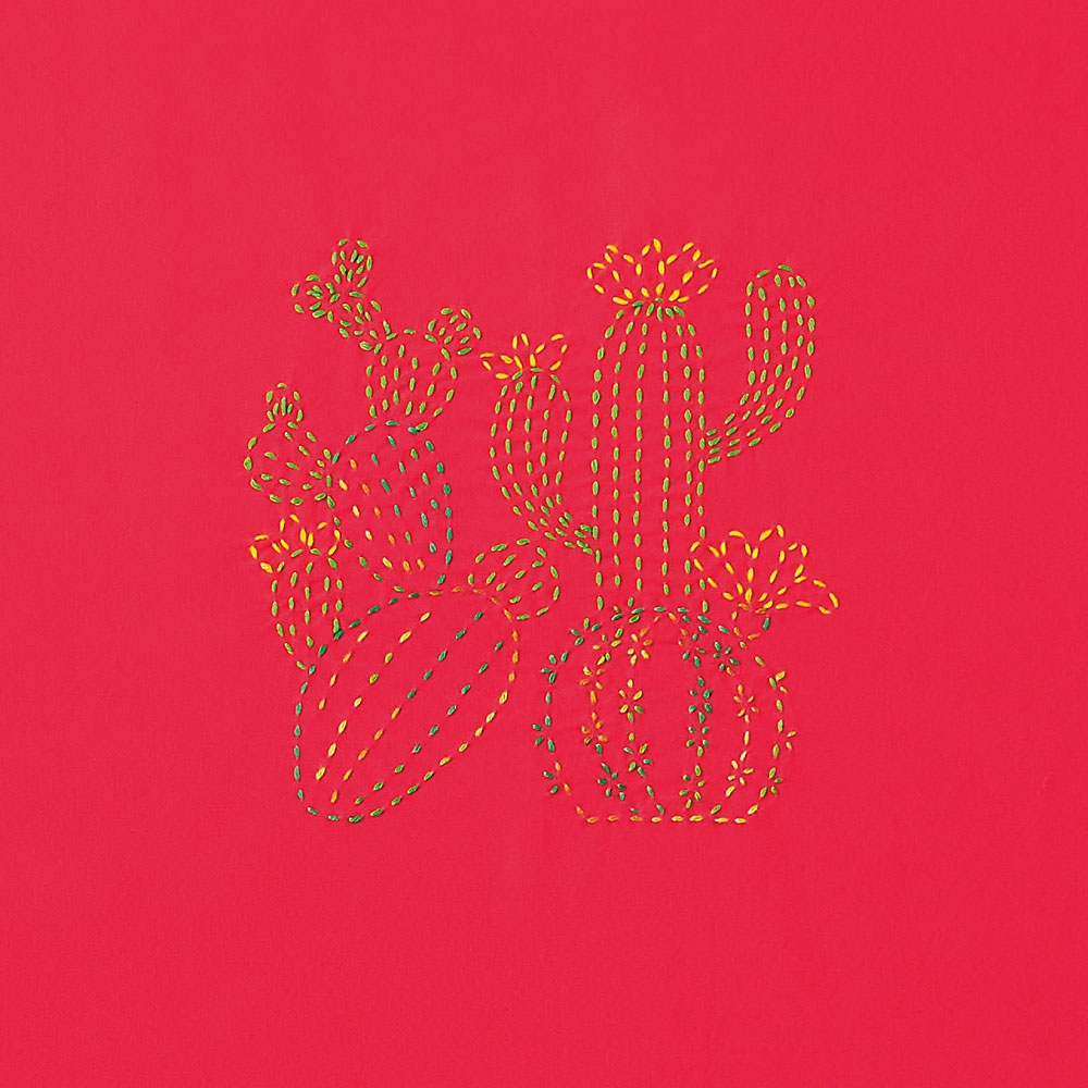 縫製済み刺し子の風呂敷 サボテン