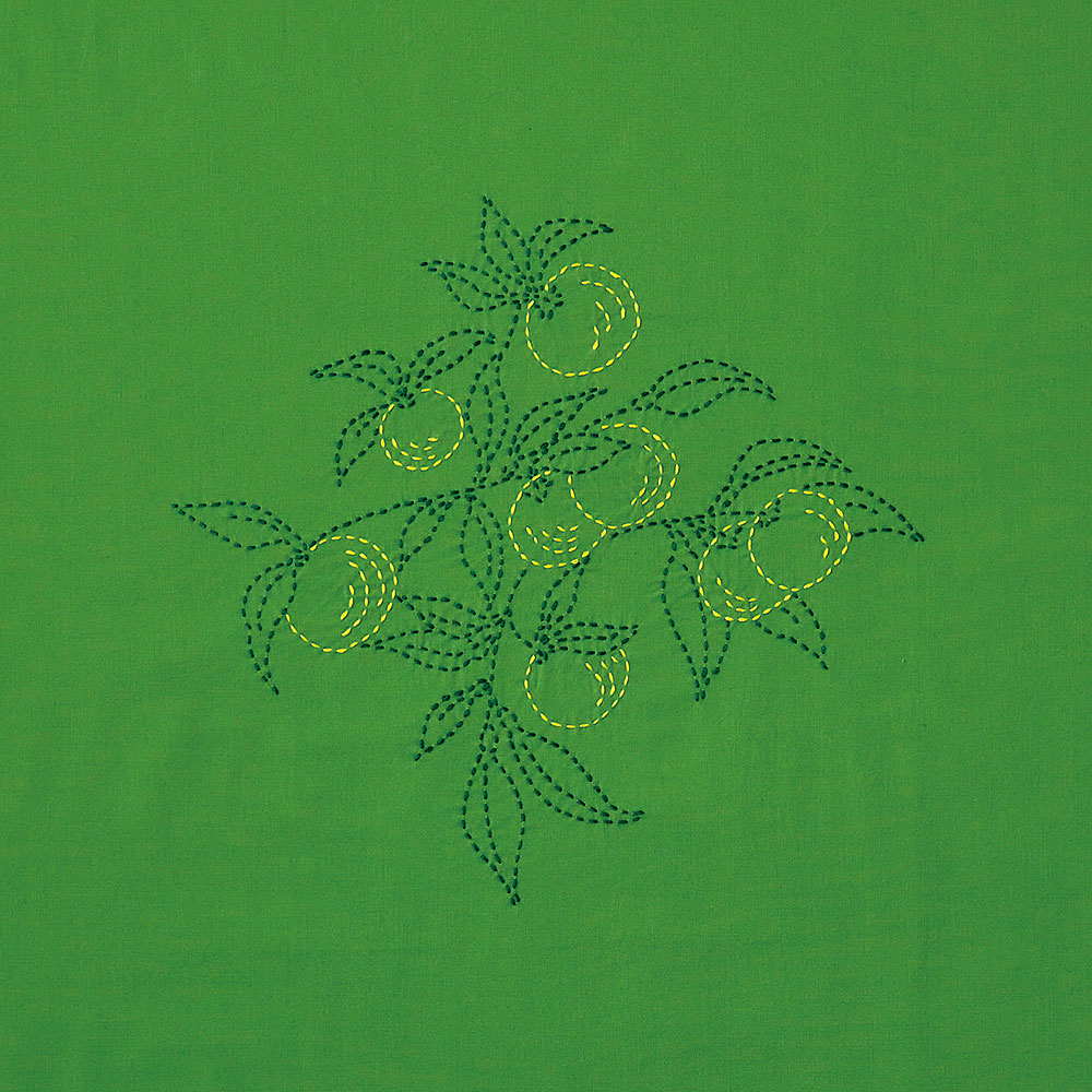 縫製済み刺し子の風呂敷 柚子