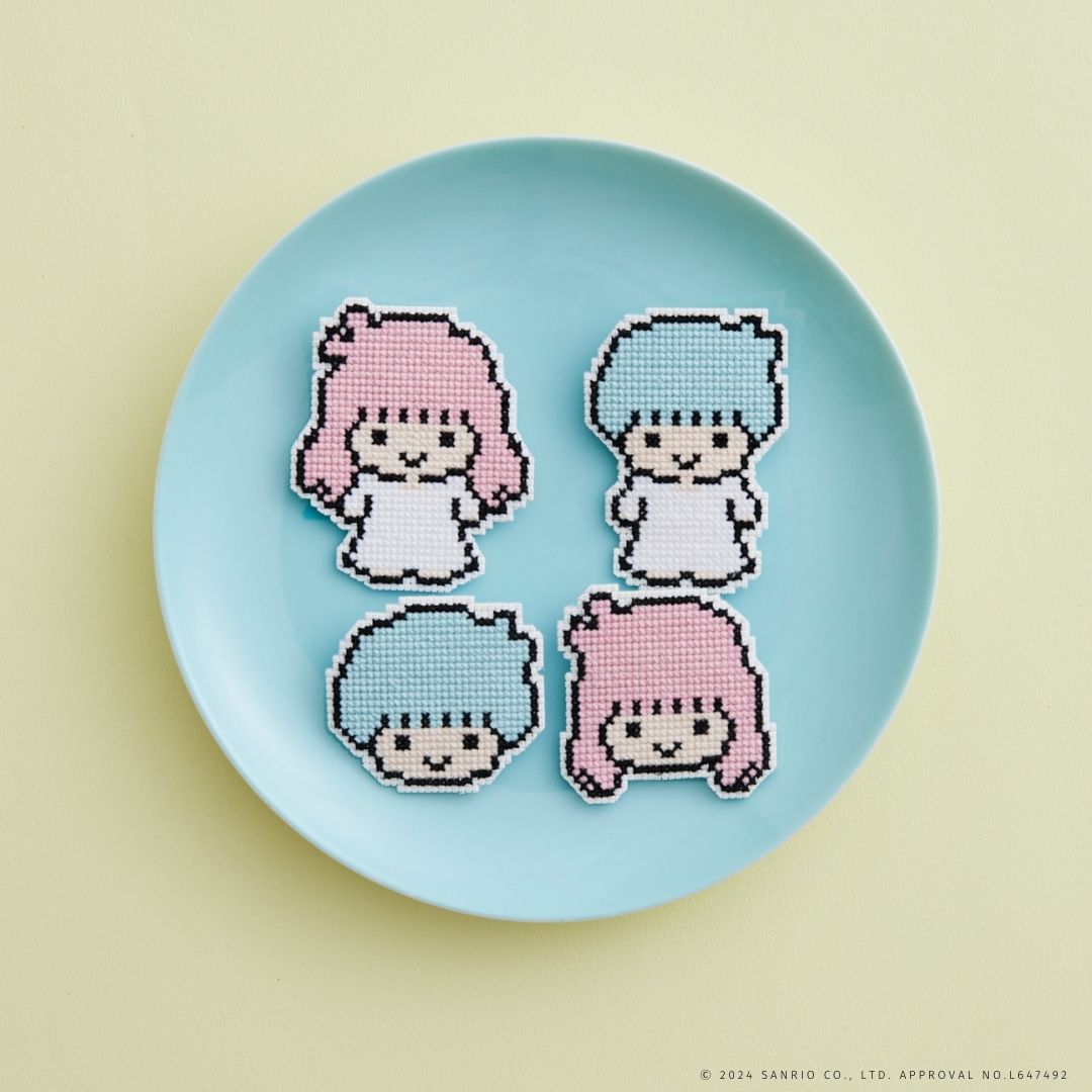 サンリオキャラクターズ クロスステッチのドット絵ブローチキット リトルツインスターズ
