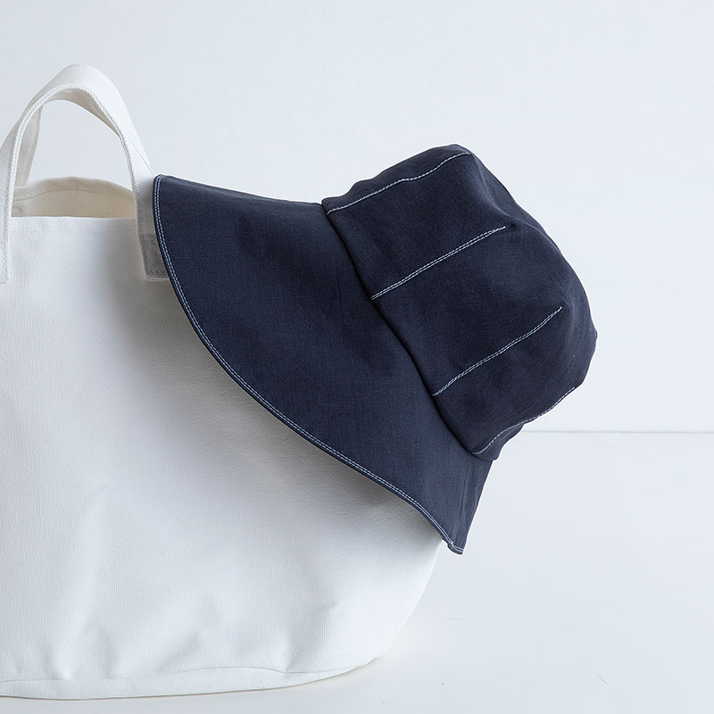 涼やかリネンハット［紺鼠色］