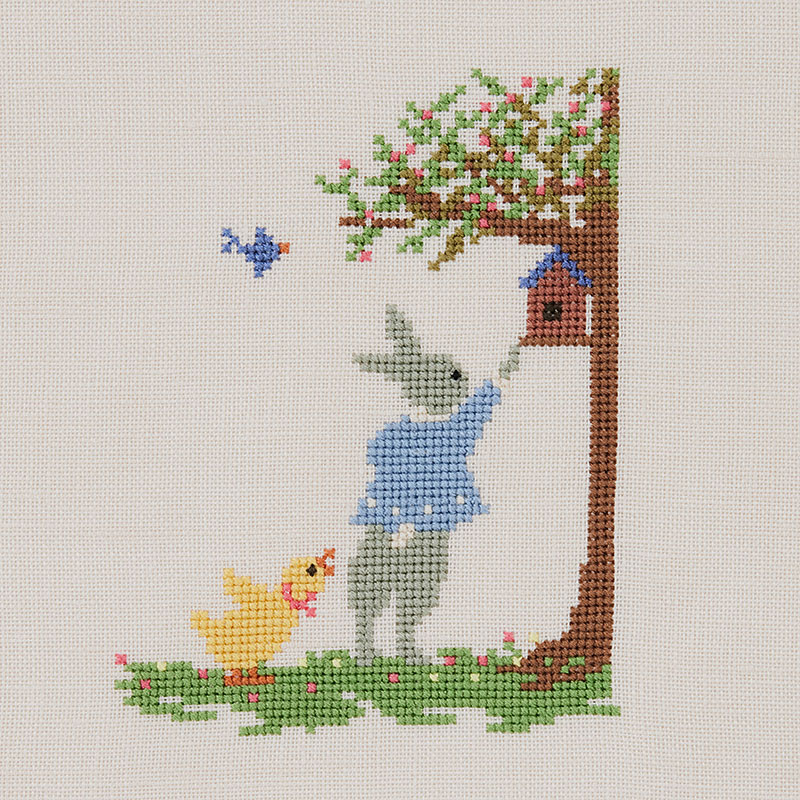 クロスステッチキット「高橋亜紀のstitch calendar 2023 3・4月 青い鳥」