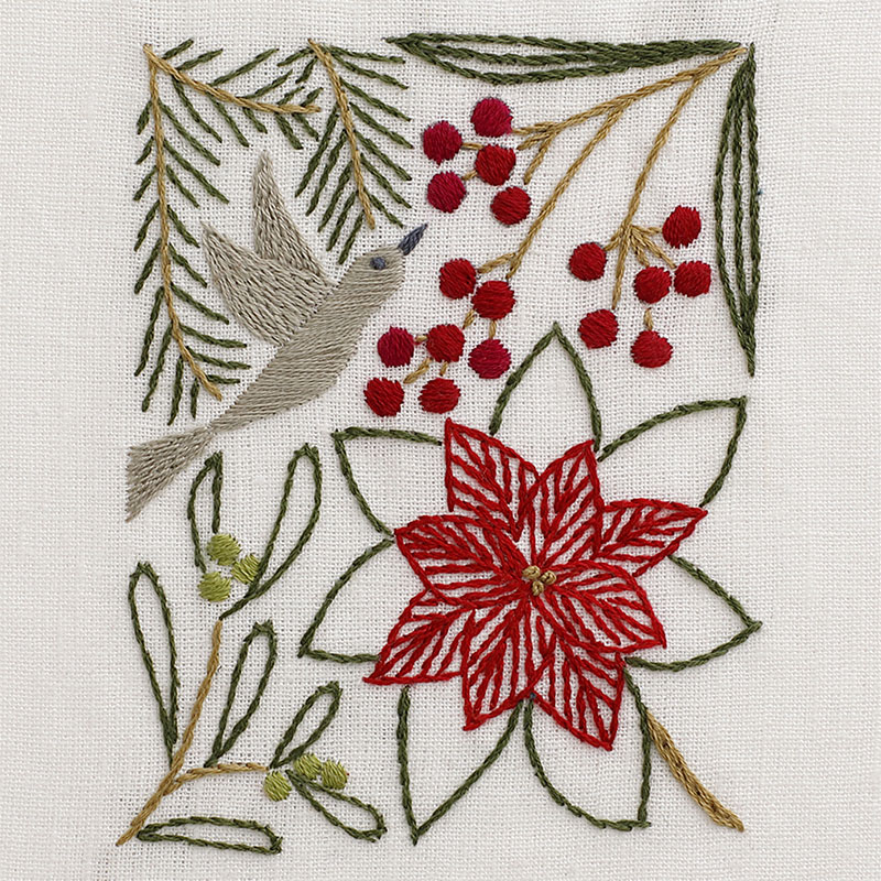 マカベアリスの刺しゅうキット「12ヵ月のモチーフとことり［冬の彩り］」