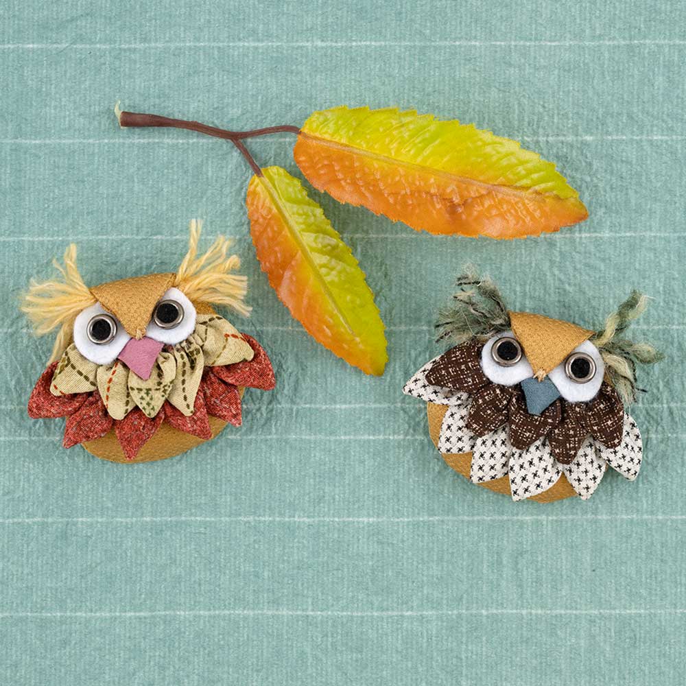 ふくろうブローチ2個セット