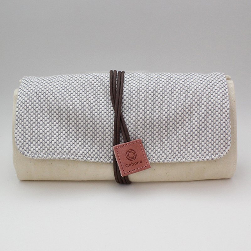 Cohana 三河木綿の巻き道具入れ［きなり・ばらいろ］