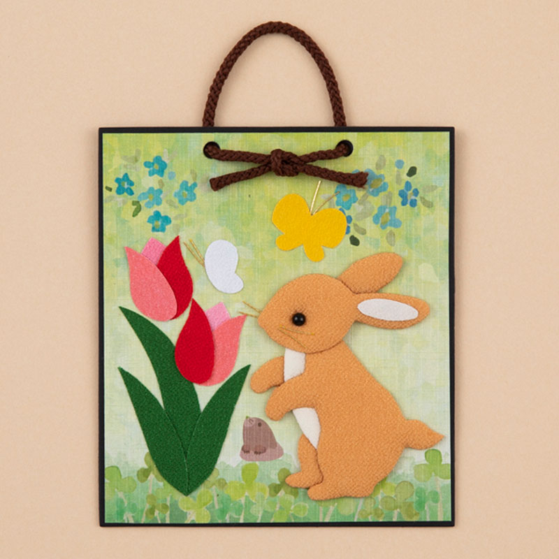 ほっこり動物の押し絵12ヶ月 押し絵かべ飾りキット チューリップとうさぎ