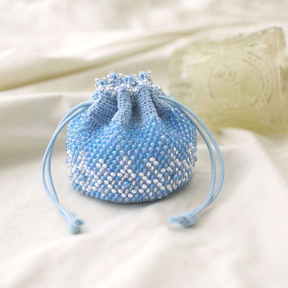 ビーズクロッシェ　きんちゃく