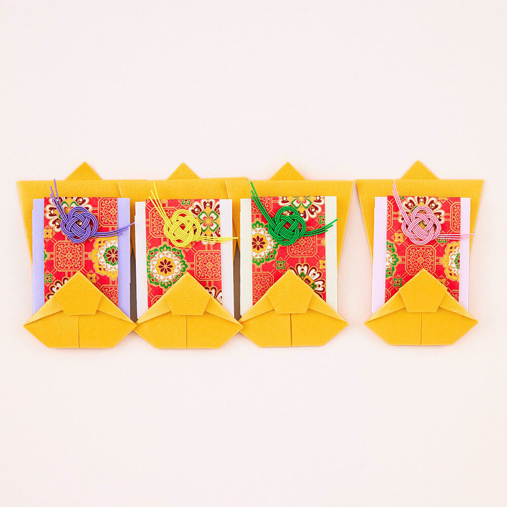 和紙おりがみポチ袋キット　黄金／蜀江文様