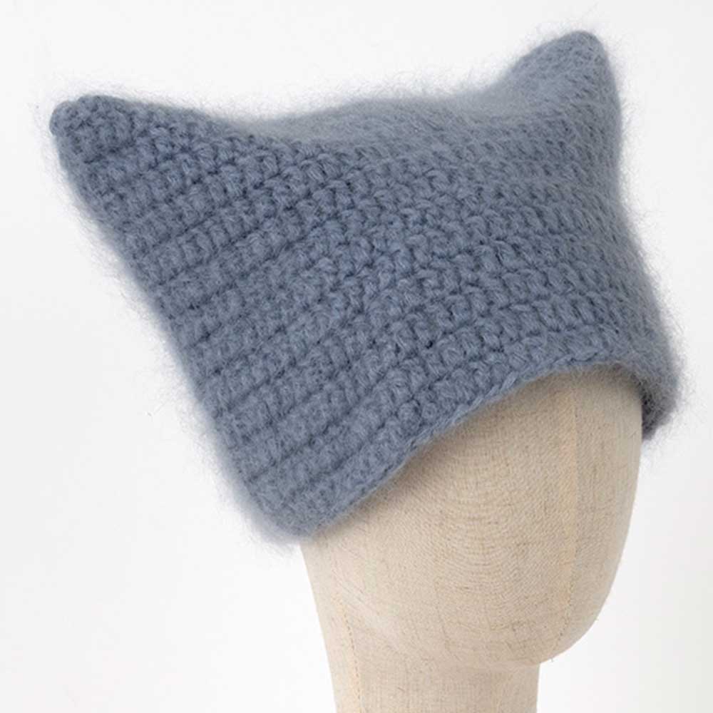 ねこ耳帽子［MOHAIR・浅葱鼠］