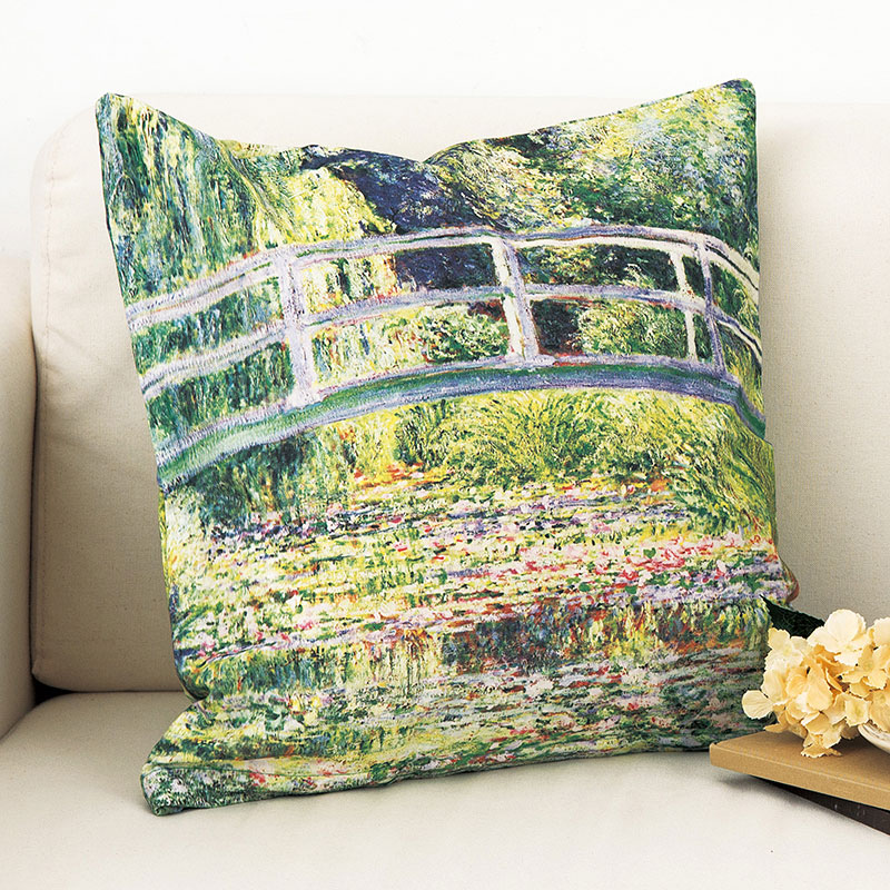 名画クッションカバー［モネ・睡蓮の池と日本の庭］