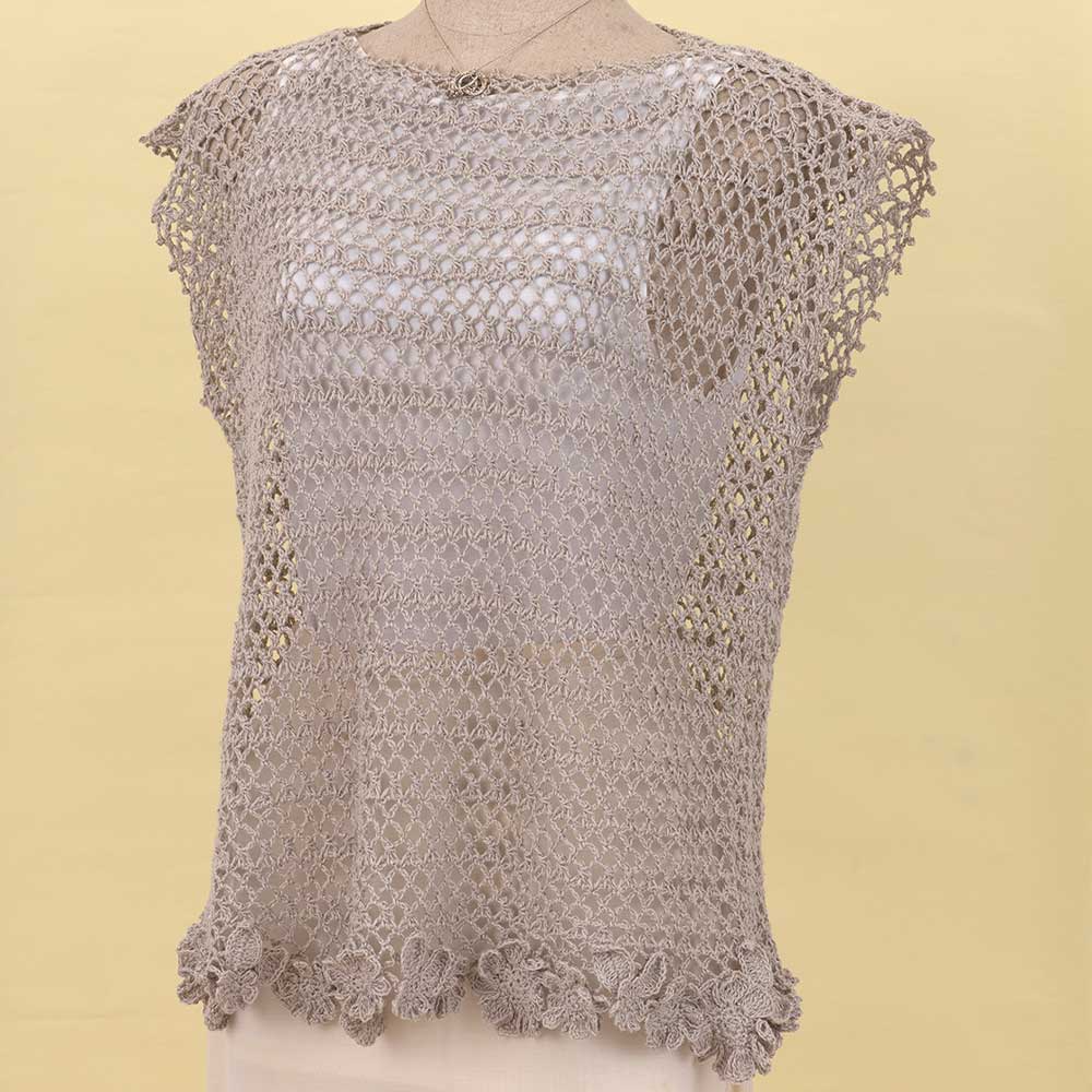 ホビーラホビーレ　フラワーモチーフベスト［ファインリネン］