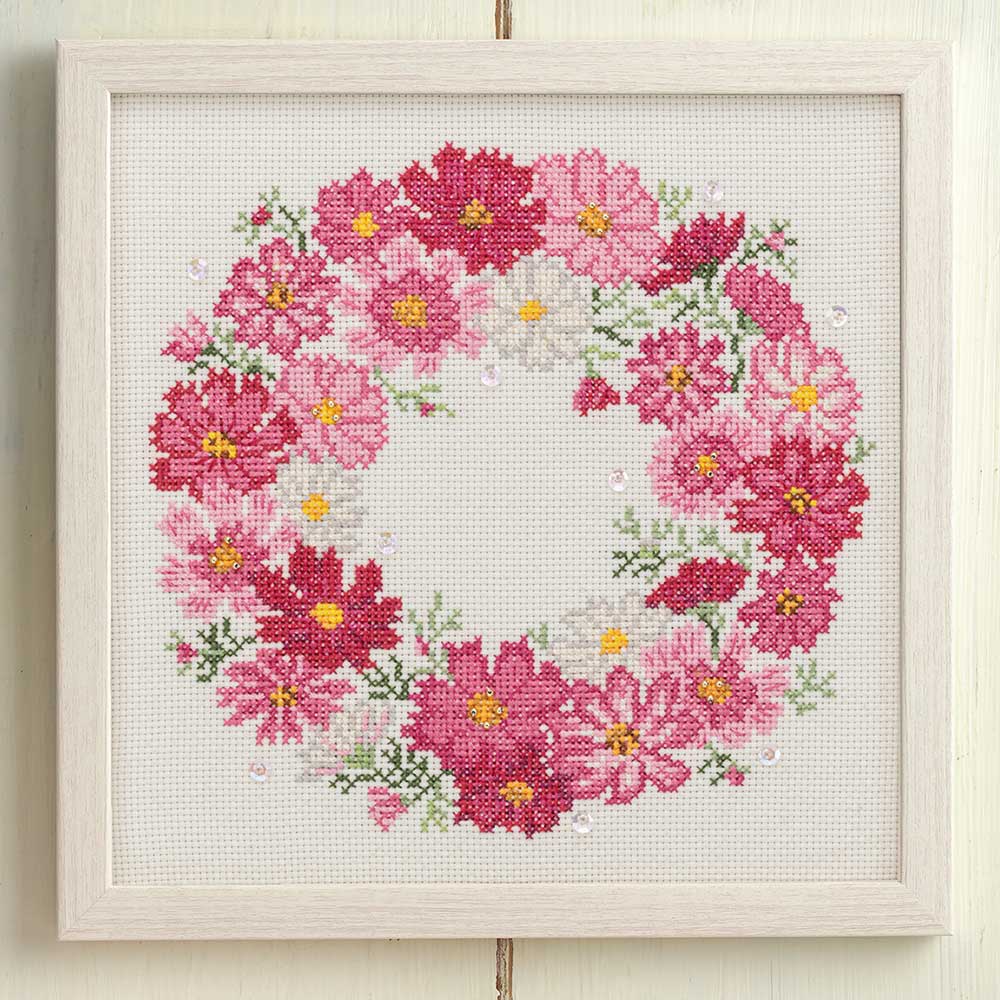 ホビーラホビーレ　クロスステッチフレーム［コスモスリース］