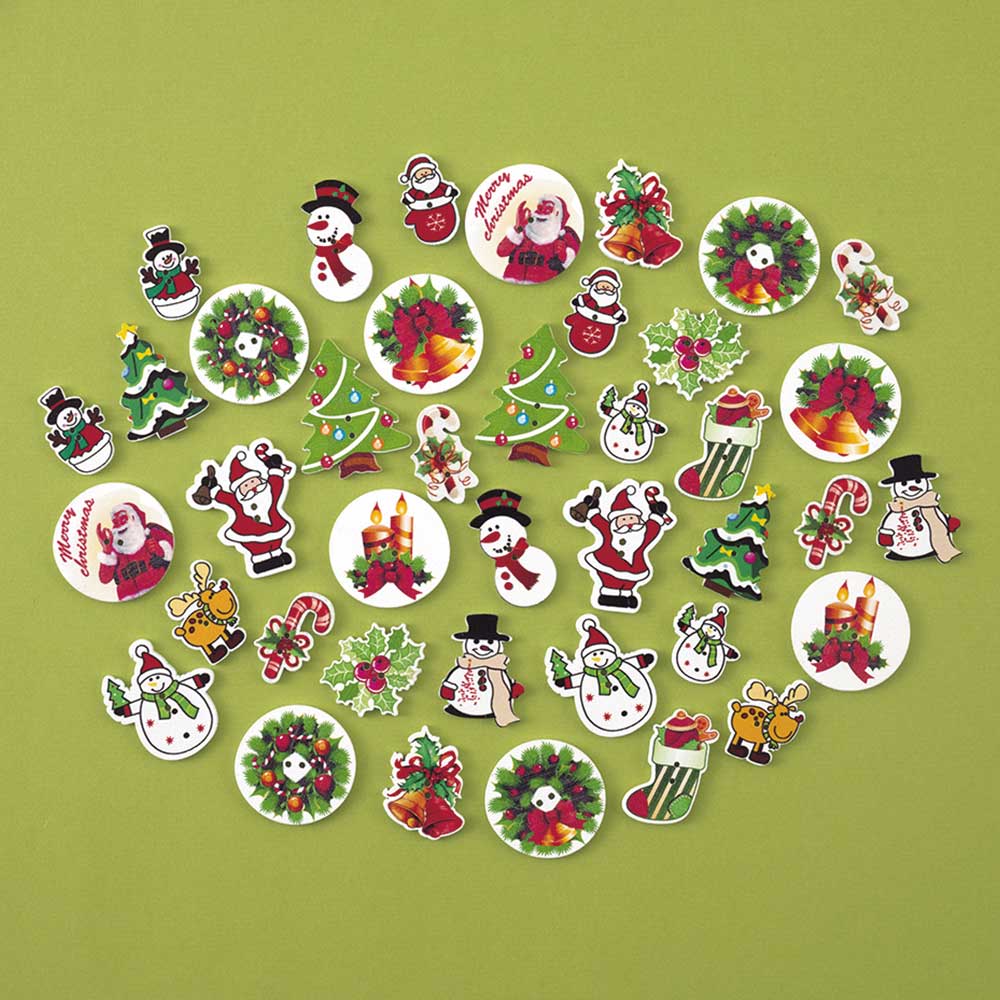 クリスマスウッドボタンセット