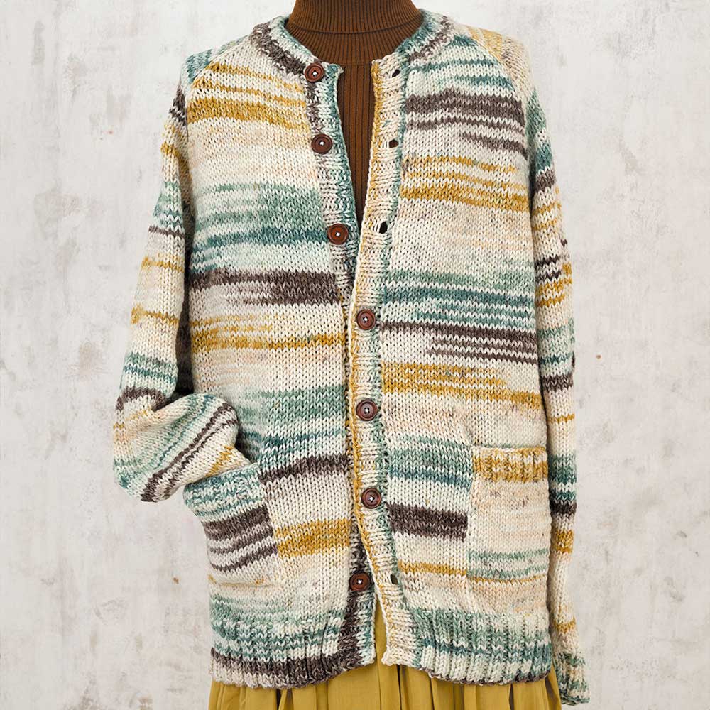 ポケット付きラグランカーディガン