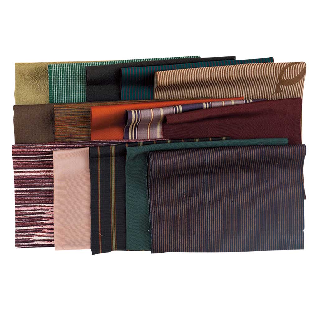 縞と無地 15枚セット［茶・緑系］