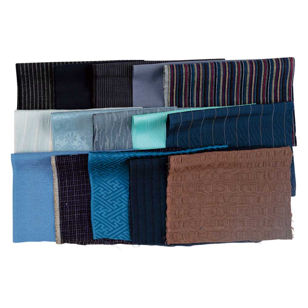 縞と無地 15枚セット［青系］