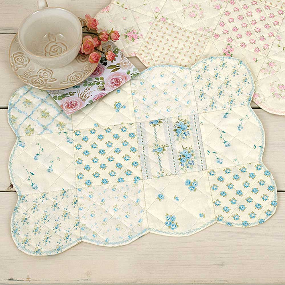 ローズスカラップランチョンマット［ブルー］