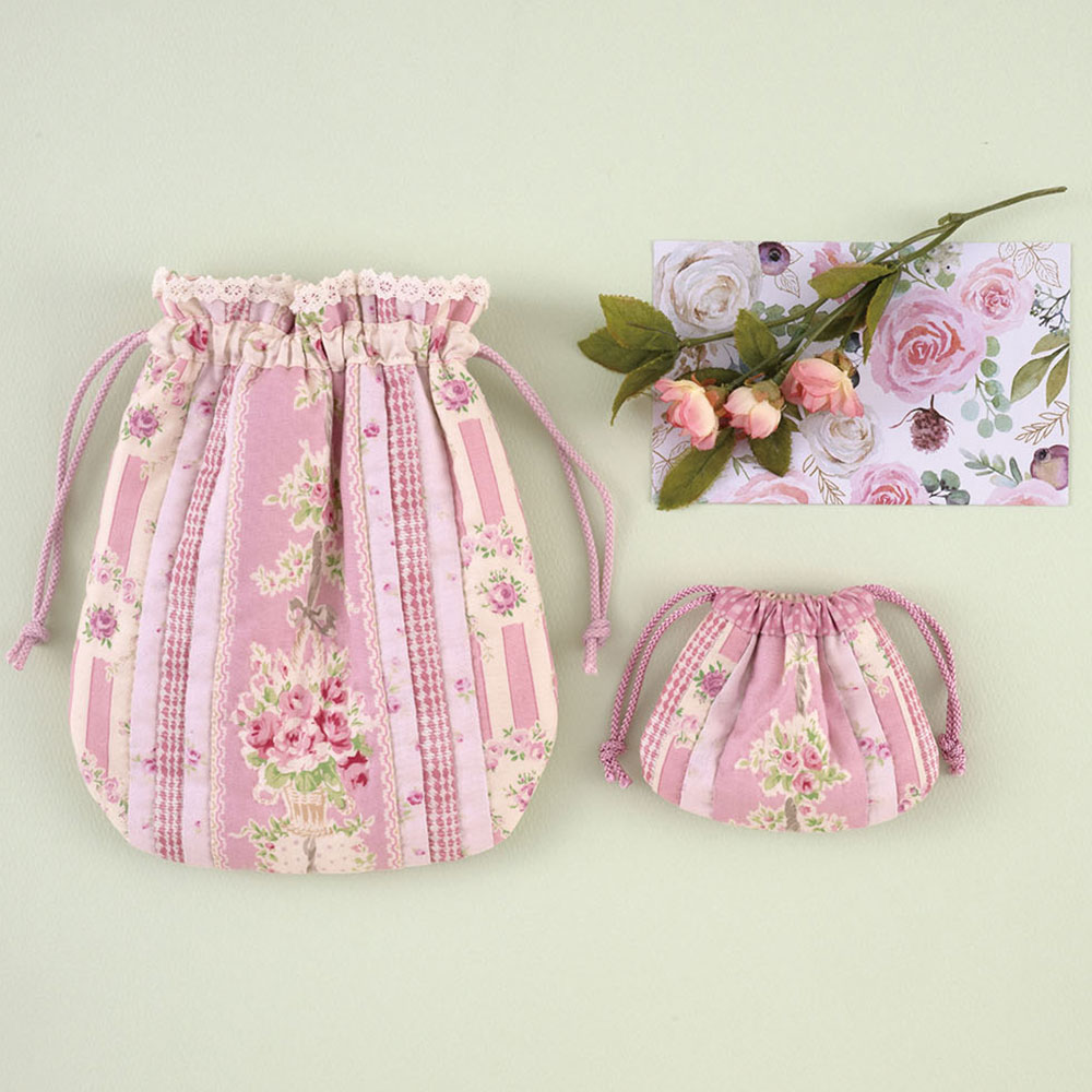 バスケット柄の巾着セット