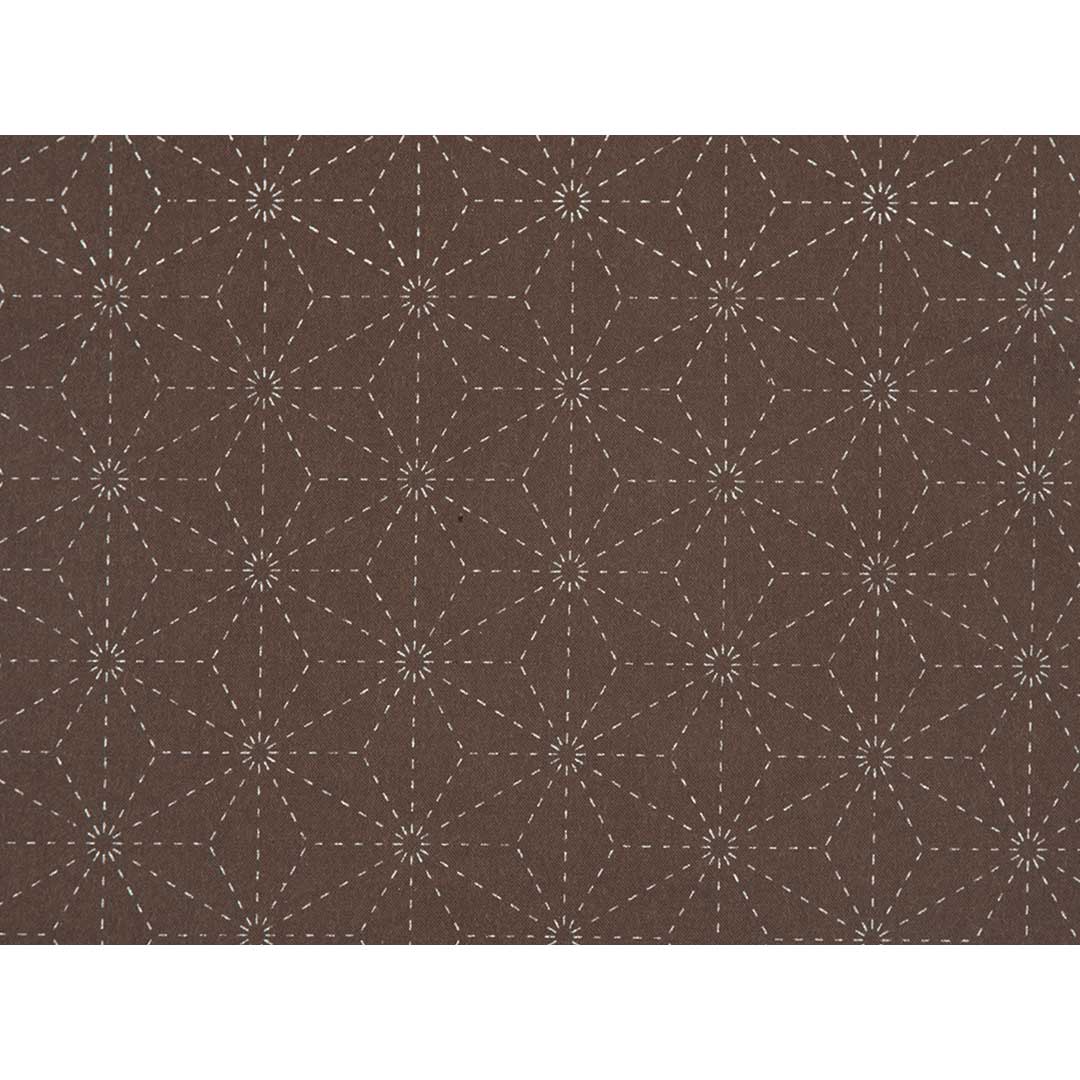 刺し子布（麻の葉・茶）　50ｃｍ単位