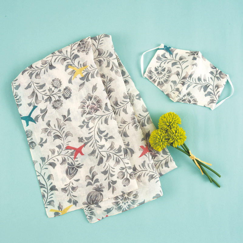 花鳥唐草　ガーゼチーフ＆マスクセット