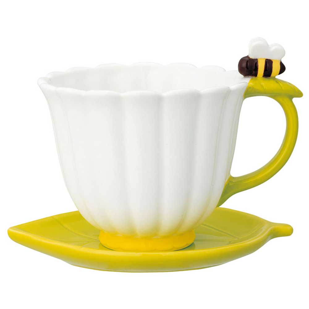 フラワーマグ＆ソーサー［ミツバチ］
