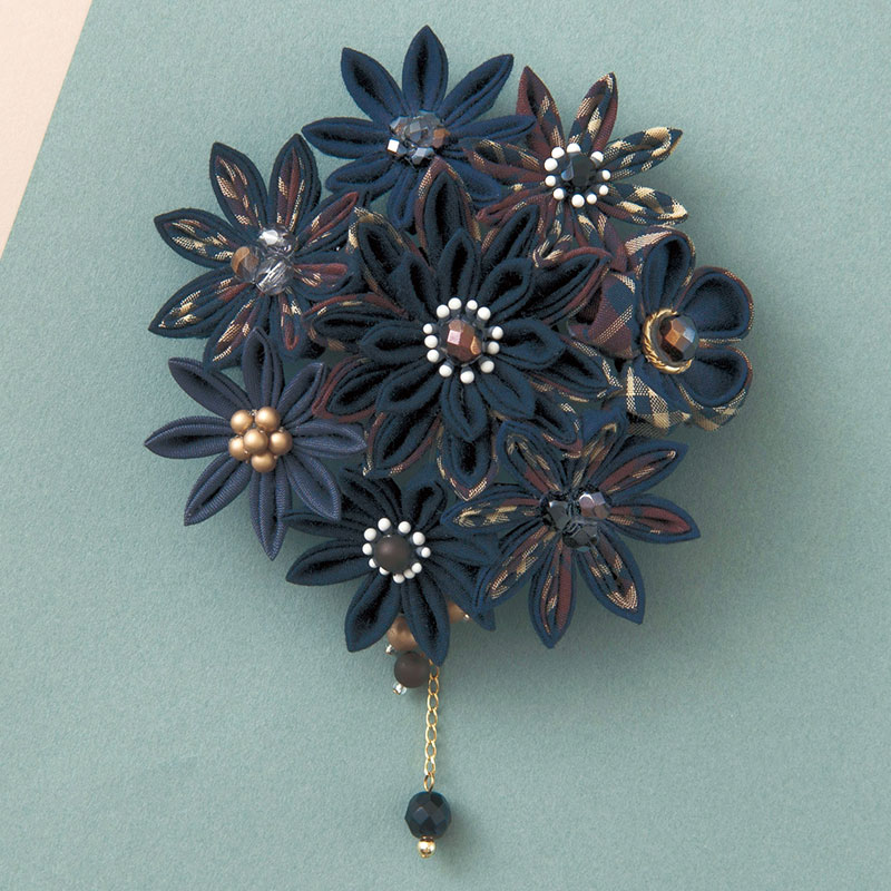 ナチュラルコサージュ［ネイビーチェック］