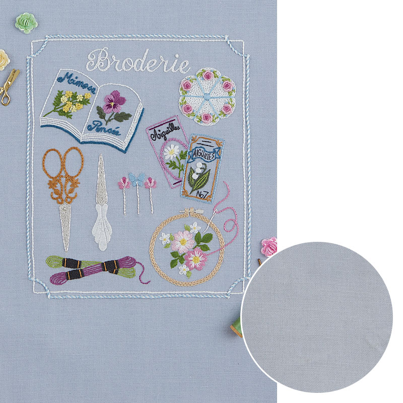 フリーステッチ用コットンクロス［スモーキーブルー］