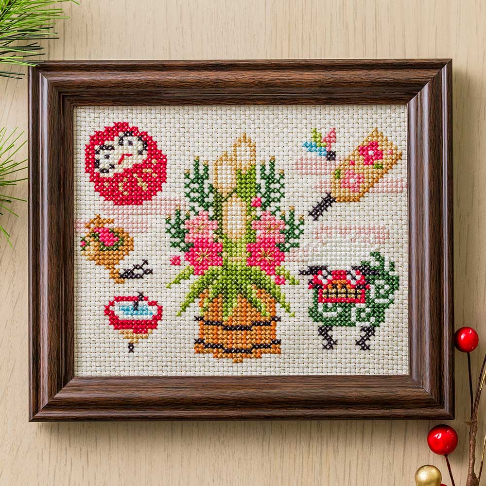 クロスステッチキット［お正月の縁起物］