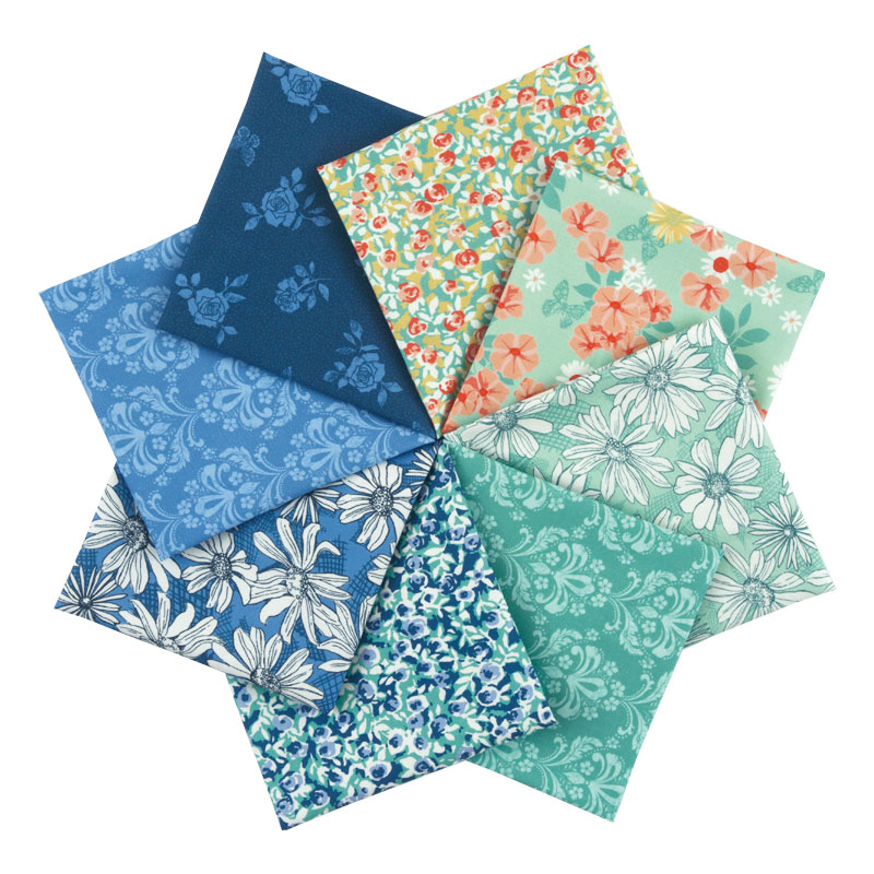 ガーデンソサエティ8枚セット［ブルー＆ターコイズ系］