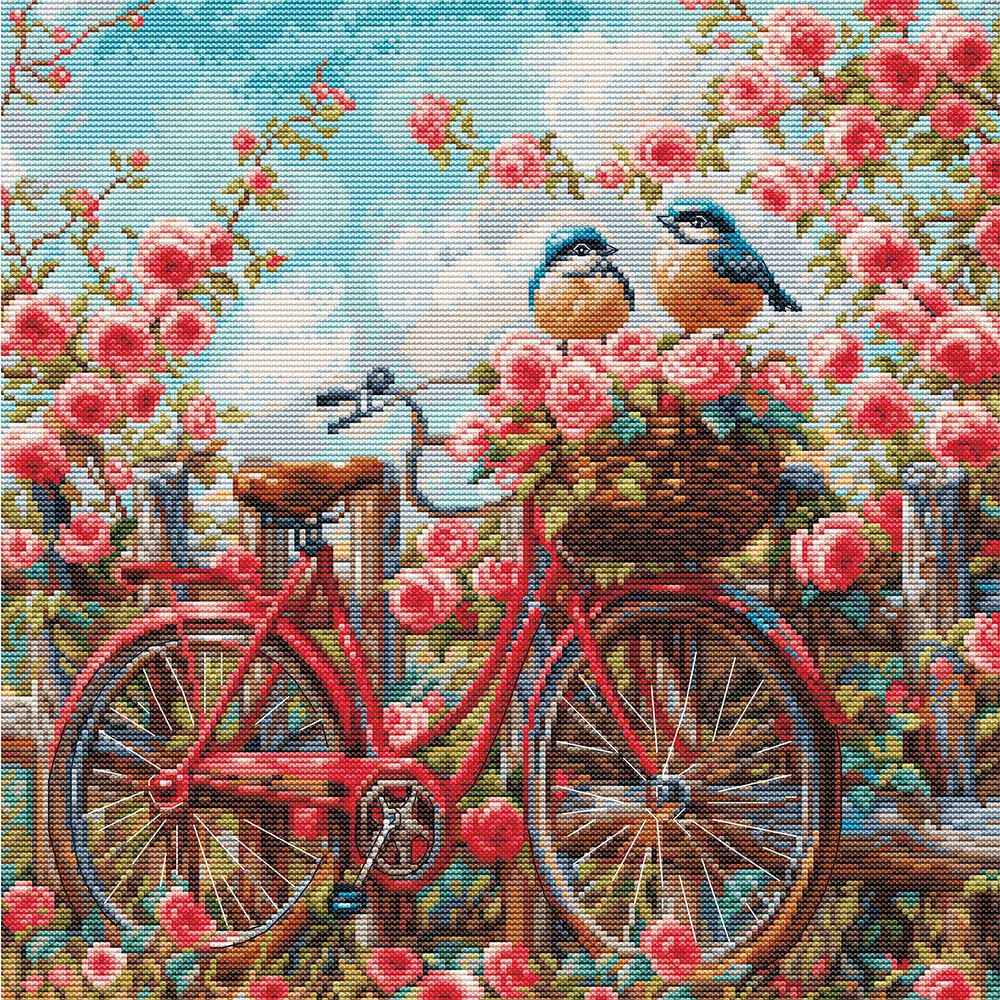 クロスステッチキット［バラと自転車］