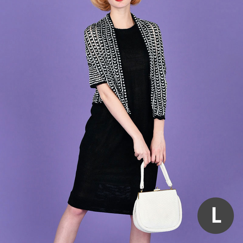 編み図【配送】 ワンピース＆ハート柄のボレロ風ジャケット（Lサイズ）