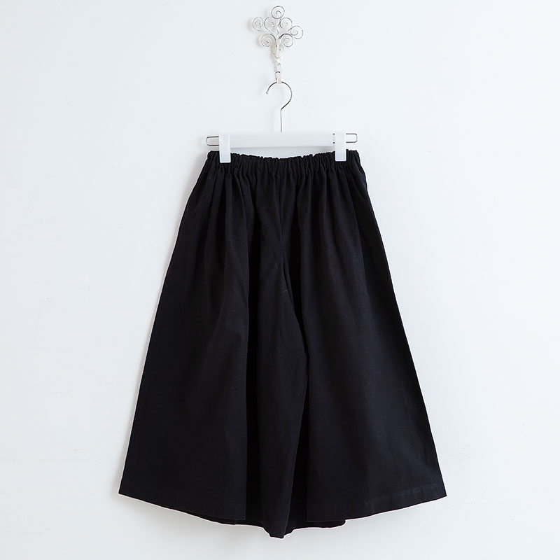 和紙コットンのギャザーキュロット［墨黒］