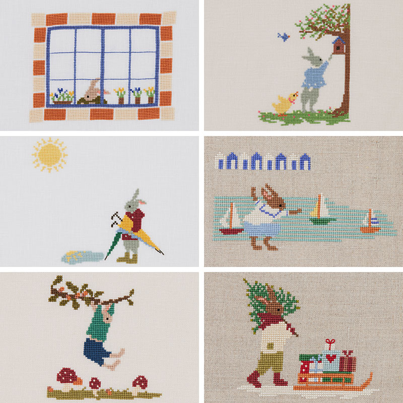 クロスステッチキット「高橋亜紀のstitch calendar 2023」6点セット