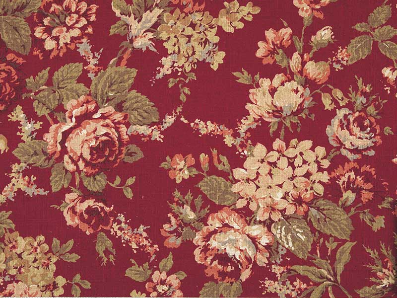 広幅綿麻スラブ［フルールマルシェ］50cmレッド