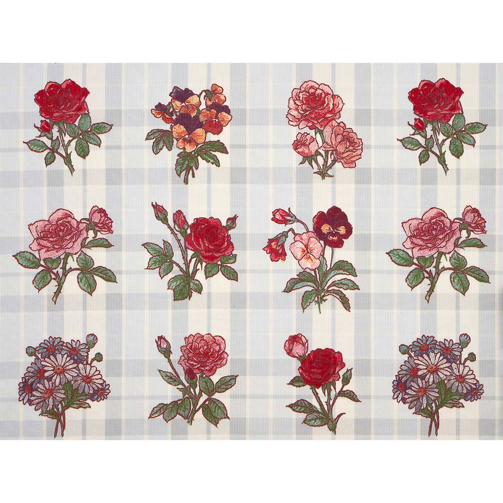 フラワー＆チェック50ｃｍ単位　ライトグレー